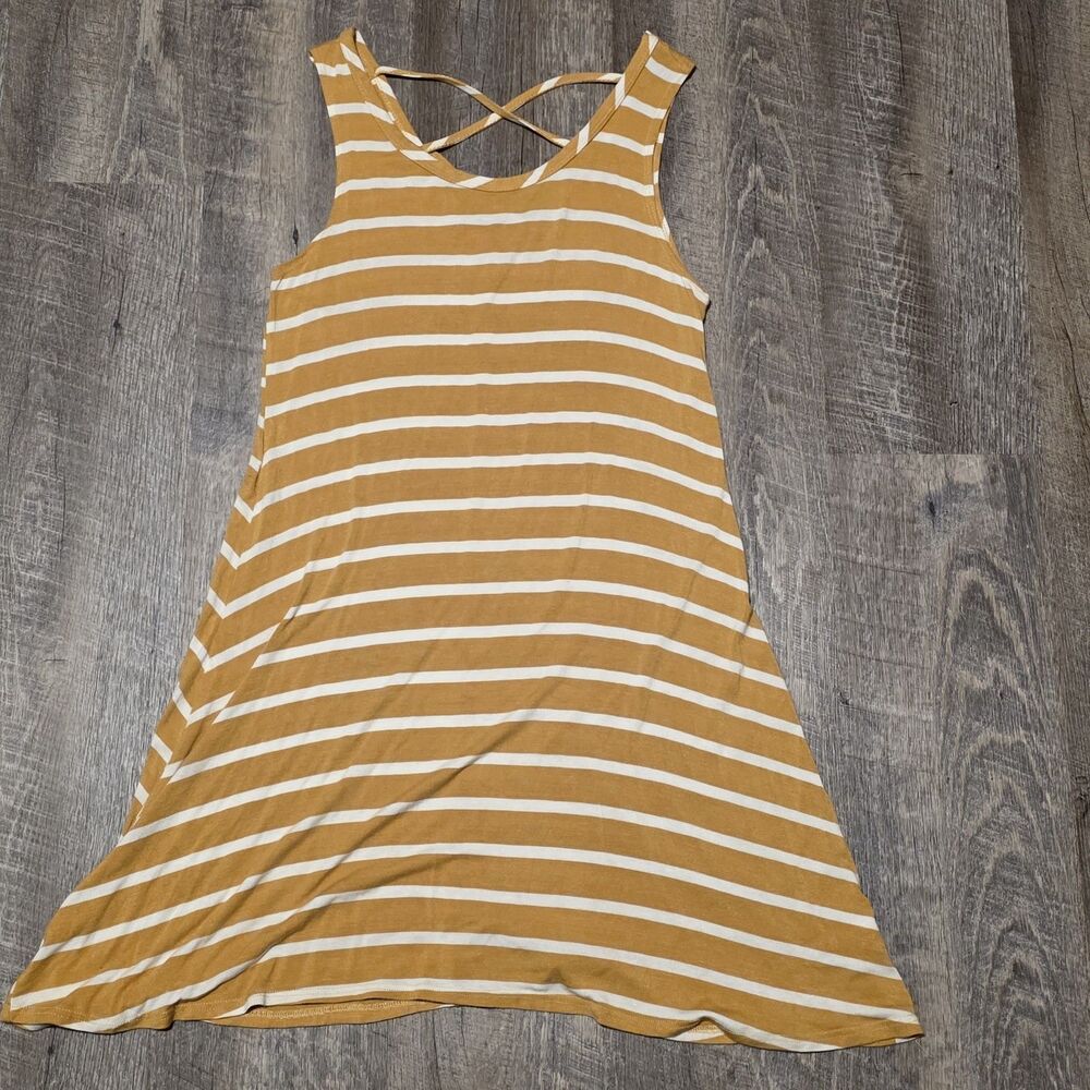 Olivia Rae Mustard Yellow Striped Tank Dress Size Large Soft Stretchy Casual